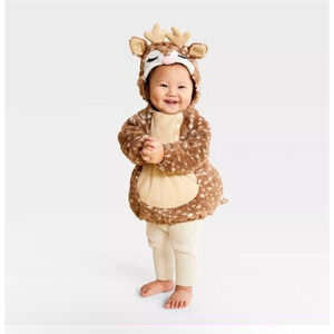 Hyde & Eek! Fawn Halloween Costume Plush Hooded Pullover 0-6 Months